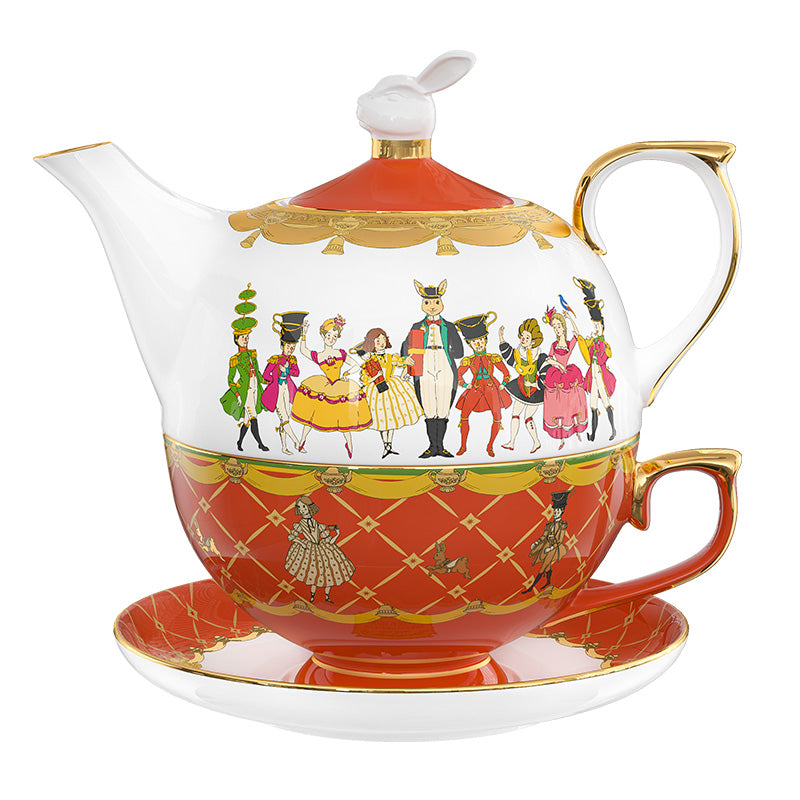 Blanbunny Nutcracker Bone China Teapot & Cup Set - Elegant Afternoon Tea Tableware