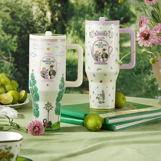 BlanBunny Wizard of Oz Tumbler with Handle and Straw 40oz/1200ml Insulated Stainless Steel Cup Leakproof Straw Lid