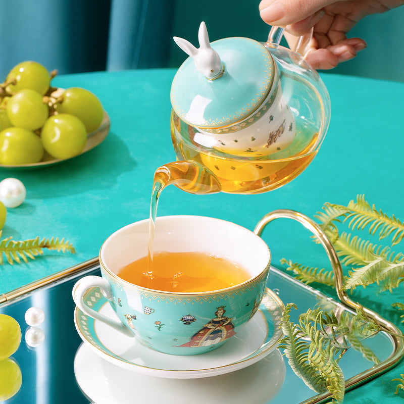 Juego de regalo de tetera de cristal con infusor Royal Garden de BlanBunny