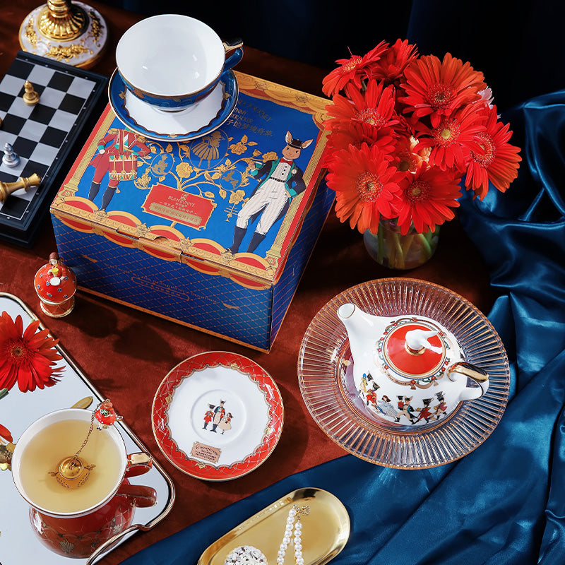 Blanbunny Nutcracker Bone China Teapot & Cup Set - Elegant Afternoon Tea Tableware