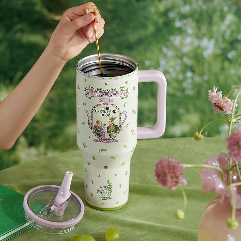 BlanBunny Wizard of Oz Tumbler with Handle and Straw 40oz/1200ml Insulated Stainless Steel Cup Leakproof Straw Lid