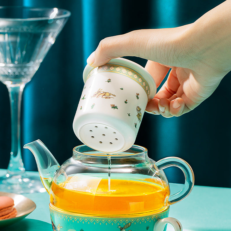 Juego de regalo de tetera de cristal con infusor Royal Garden de BlanBunny