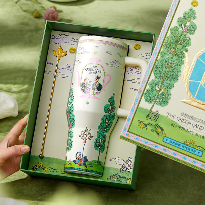 BlanBunny Wizard of Oz Tumbler with Handle and Straw 40oz/1200ml Insulated Stainless Steel Cup Leakproof Straw Lid