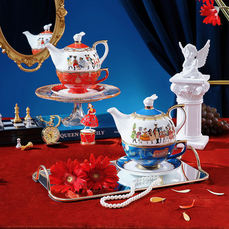 Blanbunny Nutcracker Bone China Teapot & Cup Set - Elegant Afternoon Tea Tableware
