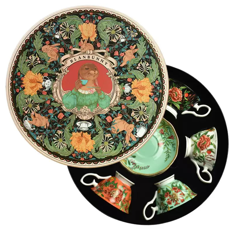 BlanBunny April Chapter Series Bone China Tea Set – Cup and Saucer Vintage Elegant Tea Set with Gift Box