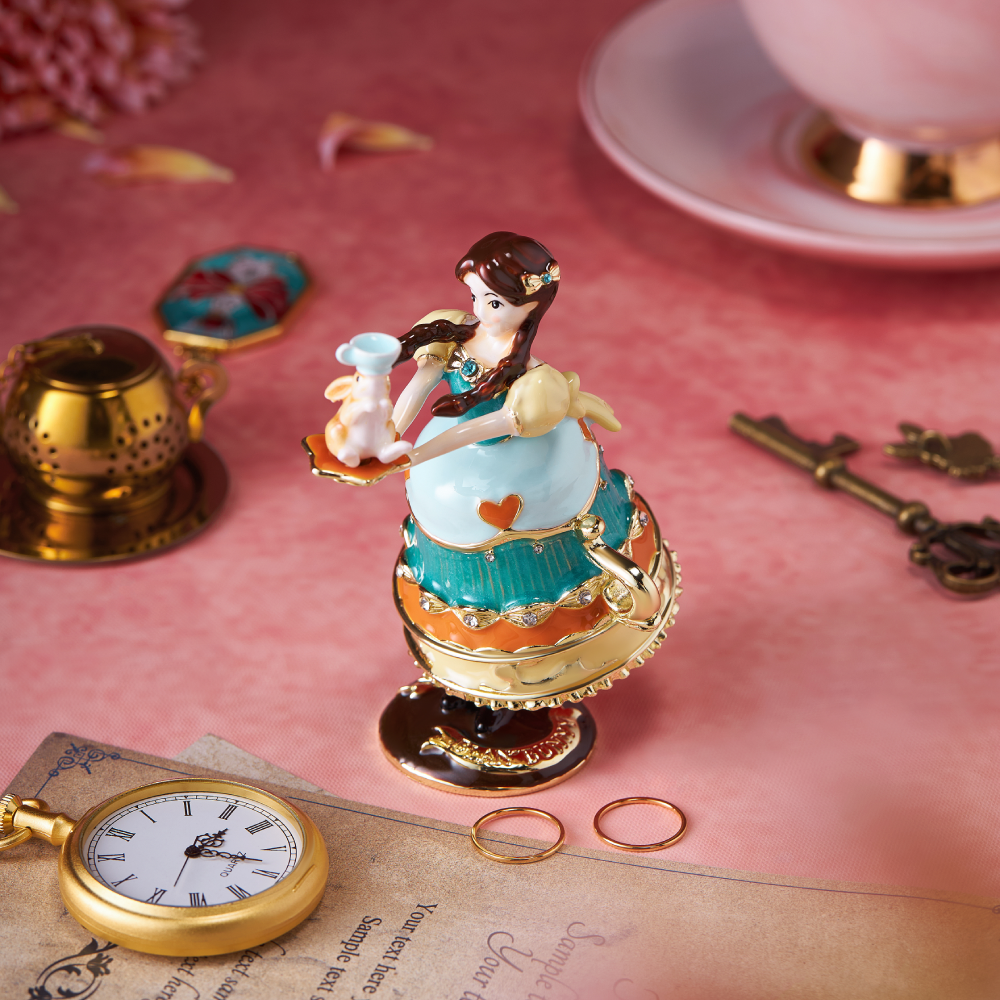 BlanBunny Alice Tea Party Zinc Alloy Jewelry Box Ornament Exquisite Gift
