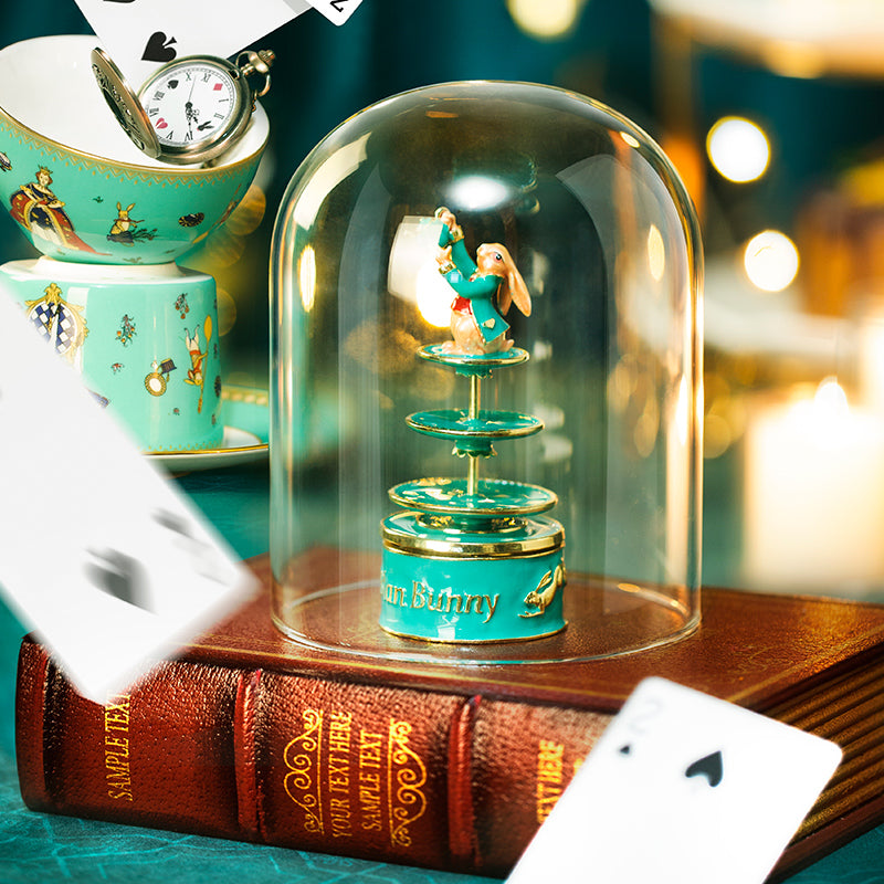 BlanBunny March Hare Music Jewelry Box Elegant Organizer with glass image