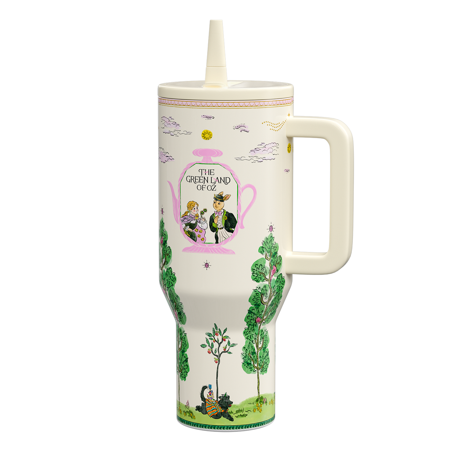 BlanBunny Wizard of Oz Tumbler with Handle and Straw 40oz/1200ml Insulated Stainless Steel Cup Leakproof Straw Lid