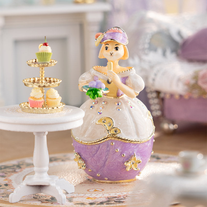 BlanBunny Enamel Jewelry Box Vintage English Afternoon Tea Trinket Box Decorative Storage for Rings & Accessories
