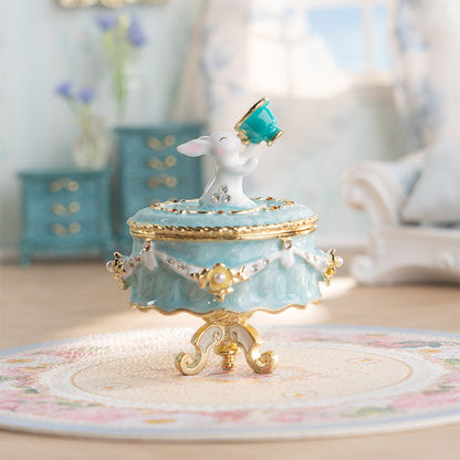 BlanBunny Enamel Jewelry Box Vintage English Afternoon Tea Trinket Box Decorative Storage for Rings & Accessories