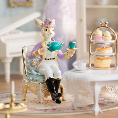BlanBunny Enamel Jewelry Box Vintage English Afternoon Tea Trinket Box Decorative Storage for Rings & Accessories
