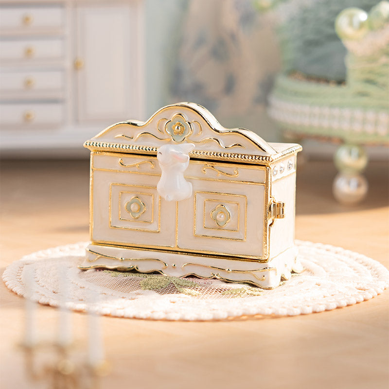 BlanBunny Enamel Jewelry Box Vintage English Afternoon Tea Trinket Box Decorative Storage for Rings & Accessories