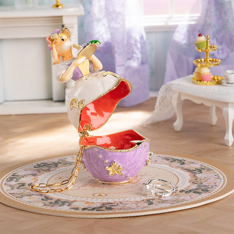 BlanBunny Enamel Jewelry Box Vintage English Afternoon Tea Trinket Box Decorative Storage for Rings & Accessories