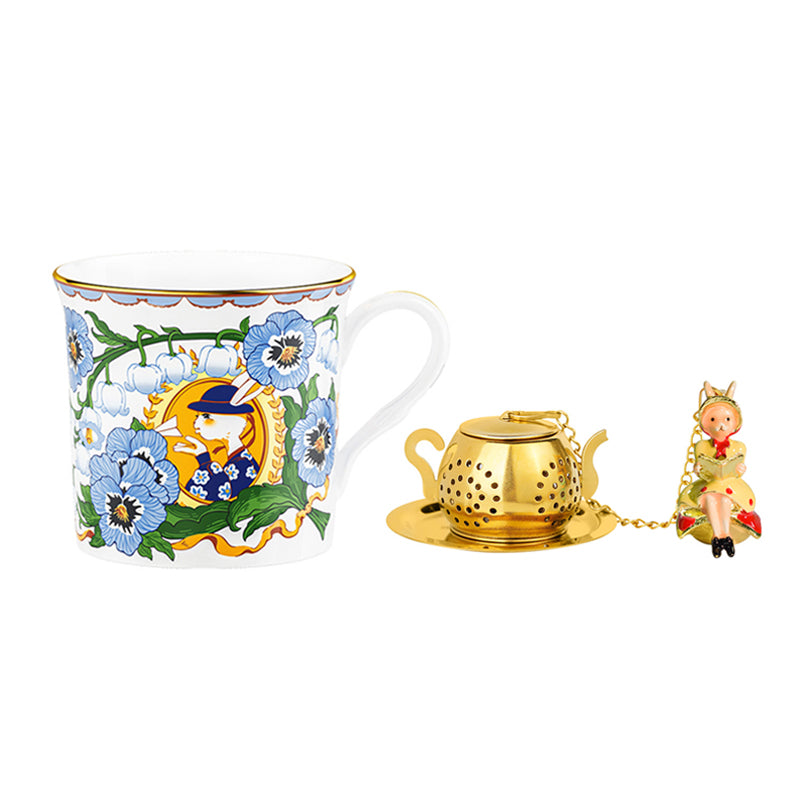 Shakespeare Garden Bone China Mug & Tea Infuser Gift Set – Perfect for Tea Lovers