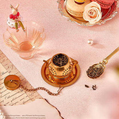 BlanBunny Dessert Pendant Tea Infuser Stainless Steel Loose Leaf Filter with Enamel Charm, Cute Gift Idea