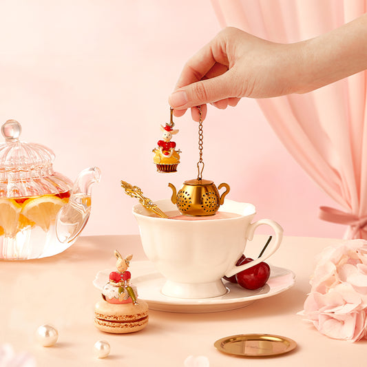 BlanBunny Dessert Pendant Tea Infuser Stainless Steel Loose Leaf Filter with Enamel Charm, Cute Gift Idea