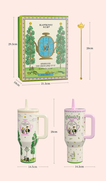 BlanBunny Wizard of Oz Tumbler with Handle and Straw 40oz/1200ml Insulated Stainless Steel Cup Leakproof Straw Lid