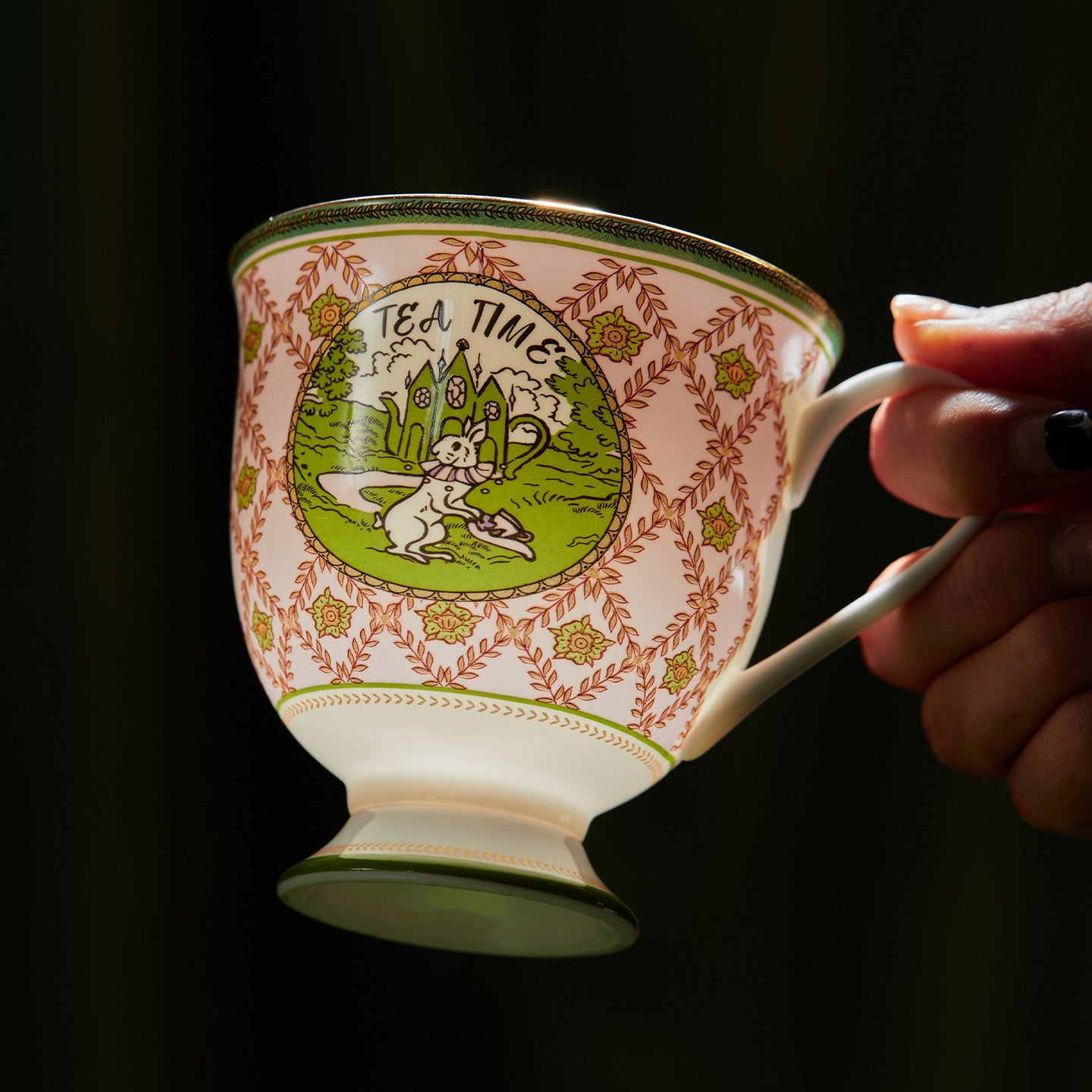 BlanBunny The Green Land of Oz Bone China Teapot with 2 Cups & Saucers Elegant Afternoon Tea Gift Set