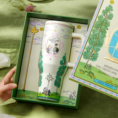 BlanBunny Wizard of Oz Tumbler with Handle and Straw 40oz/1200ml Insulated Stainless Steel Cup Leakproof Straw Lid