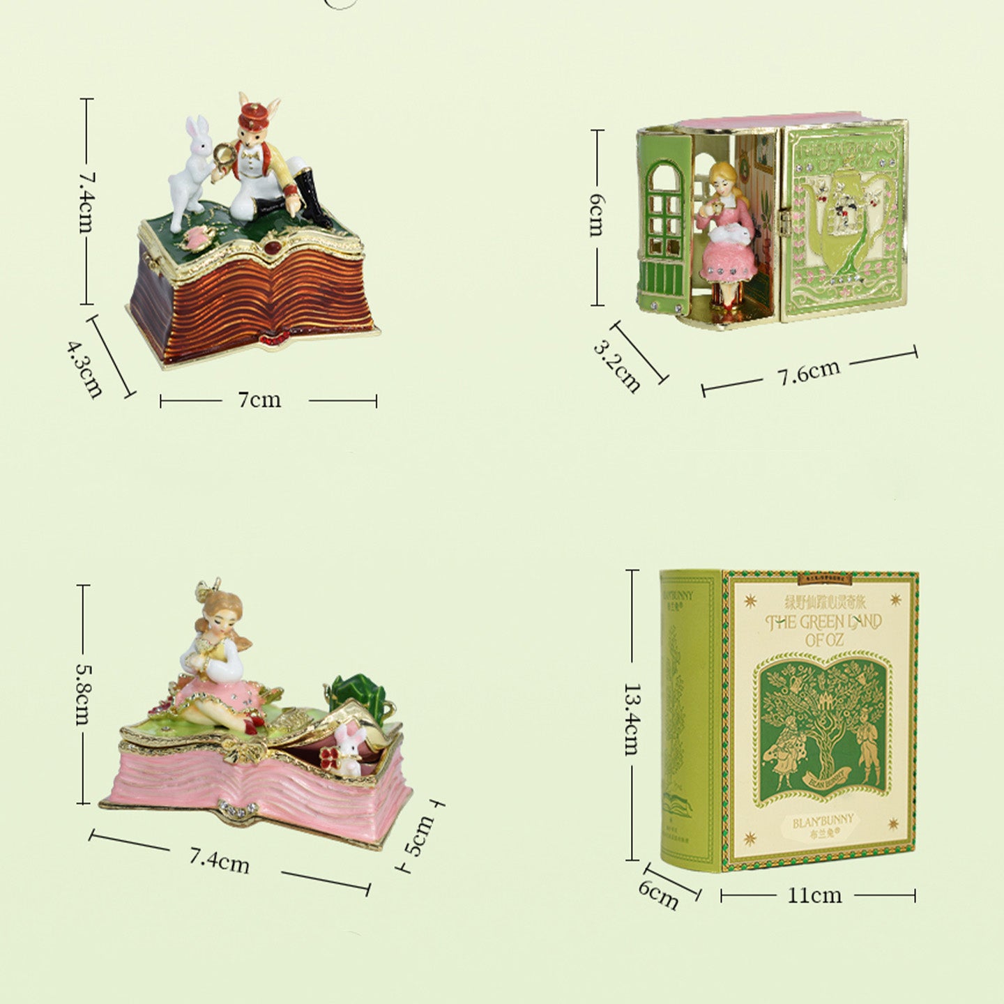 BlanBunny Book House Series Zinc Alloy Jewelry Box Ornaments Exquisite Gift