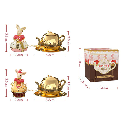 BlanBunny Dessert Pendant Tea Infuser Stainless Steel Loose Leaf Filter with Enamel Charm, Cute Gift Idea