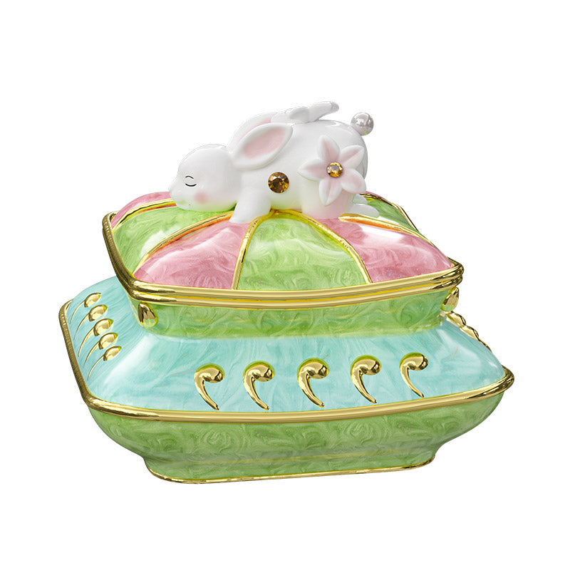 BlanBunny Enamel Jewelry Box Vintage English Afternoon Tea Trinket Box Decorative Storage for Rings & Accessories