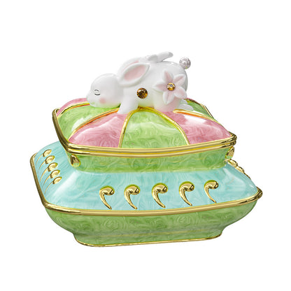 BlanBunny Enamel Jewelry Box Vintage English Afternoon Tea Trinket Box Decorative Storage for Rings & Accessories