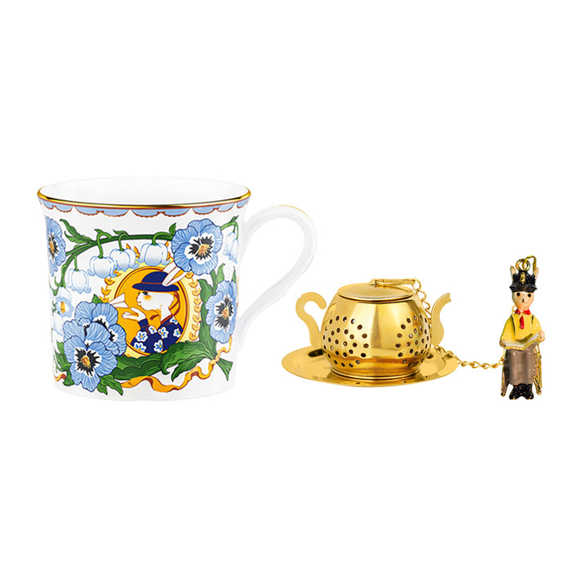 Shakespeare Garden Bone China Mug & Tea Infuser Gift Set – Perfect for Tea Lovers