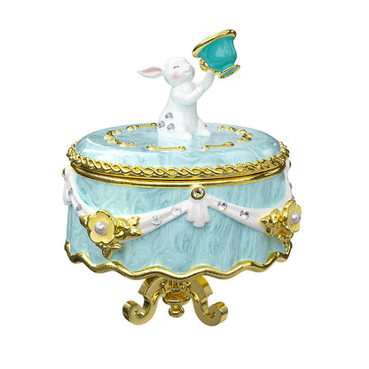 BlanBunny Enamel Jewelry Box Vintage English Afternoon Tea Trinket Box Decorative Storage for Rings & Accessories