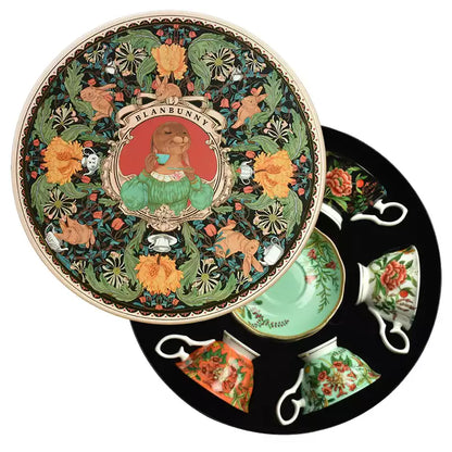 BlanBunny April Chapter Series Bone China Tea Set – Cup and Saucer Vintage Elegant Tea Set with Gift Box