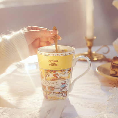 BlanBunny Autumn Melody Series Mug Water Cup Ceramic Mug Reinforced Porcelain 420ml Holiday Gfits