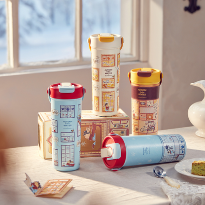 BlanBunny Autumn Journey 316 Stainless Steel Insulated Bottle 600ml Tumbler Available in Two Colors, Keeps Water Hot and Cold