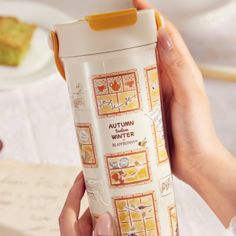 BlanBunny Autumn Journey 316 Stainless Steel Insulated Bottle 600ml Tumbler Available in Two Colors, Keeps Water Hot and Cold