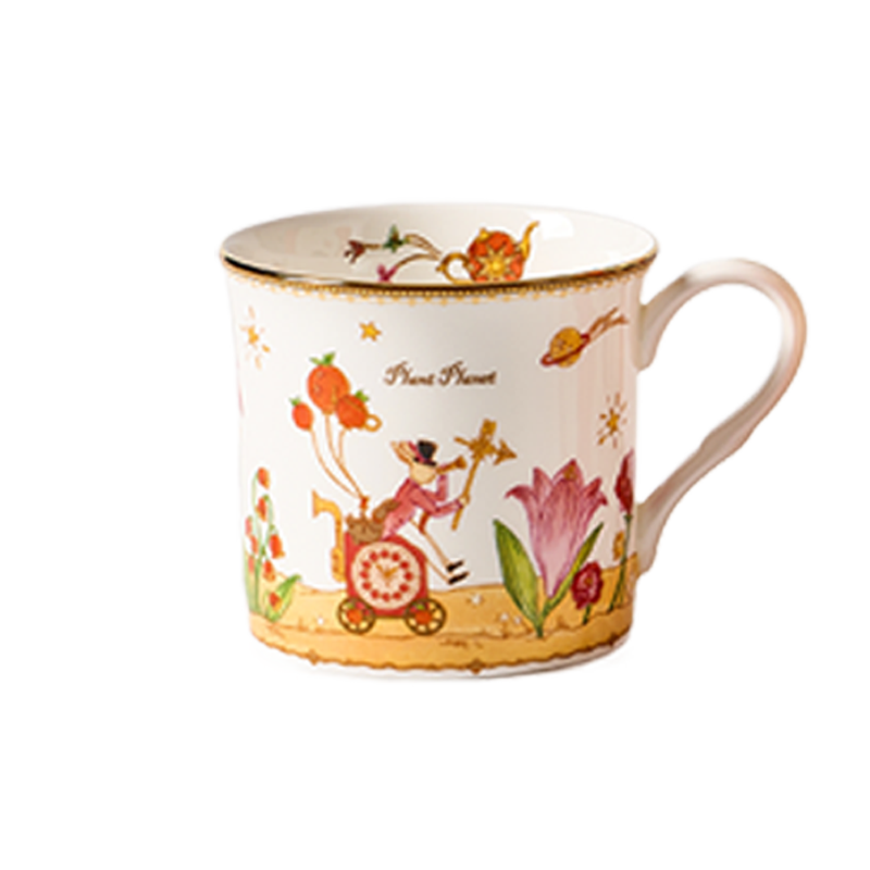 BlanBunny Bone China Mug 300ml Plant Planet Tea & Coffee Cup, Elegant Ceramic Mug for Home, Office, Tea Parties & Holiday Gifts