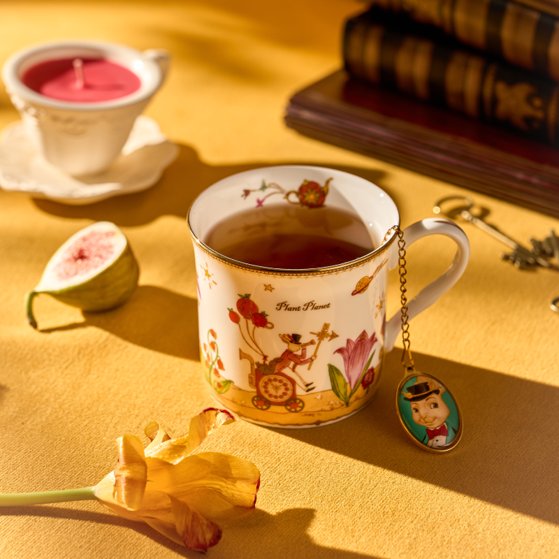 BlanBunny Bone China Mug 300ml Plant Planet Tea & Coffee Cup, Elegant Ceramic Mug for Home, Office, Tea Parties & Holiday Gifts