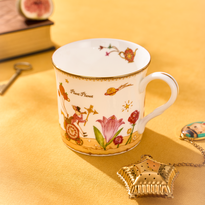 BlanBunny Bone China Mug 300ml Plant Planet Tea & Coffee Cup, Elegant Ceramic Mug for Home, Office, Tea Parties & Holiday Gifts