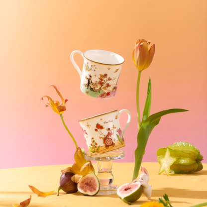 BlanBunny Bone China Mug 300ml Plant Planet Tea & Coffee Cup, Elegant Ceramic Mug for Home, Office, Tea Parties & Holiday Gifts