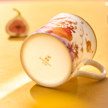 BlanBunny Bone China Mug 300ml Plant Planet Tea & Coffee Cup, Elegant Ceramic Mug for Home, Office, Tea Parties & Holiday Gifts