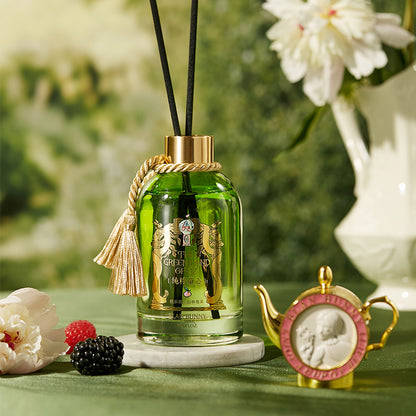 BlanBunny Emerald Forest Liquid Fragrance Gift Set Luxury Home & Car Diffuser with Enamel Alloy Teapot Holiday & Everyday Scent