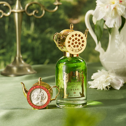 BlanBunny Emerald Forest Liquid Fragrance Gift Set Luxury Home & Car Diffuser with Enamel Alloy Teapot Holiday & Everyday Scent