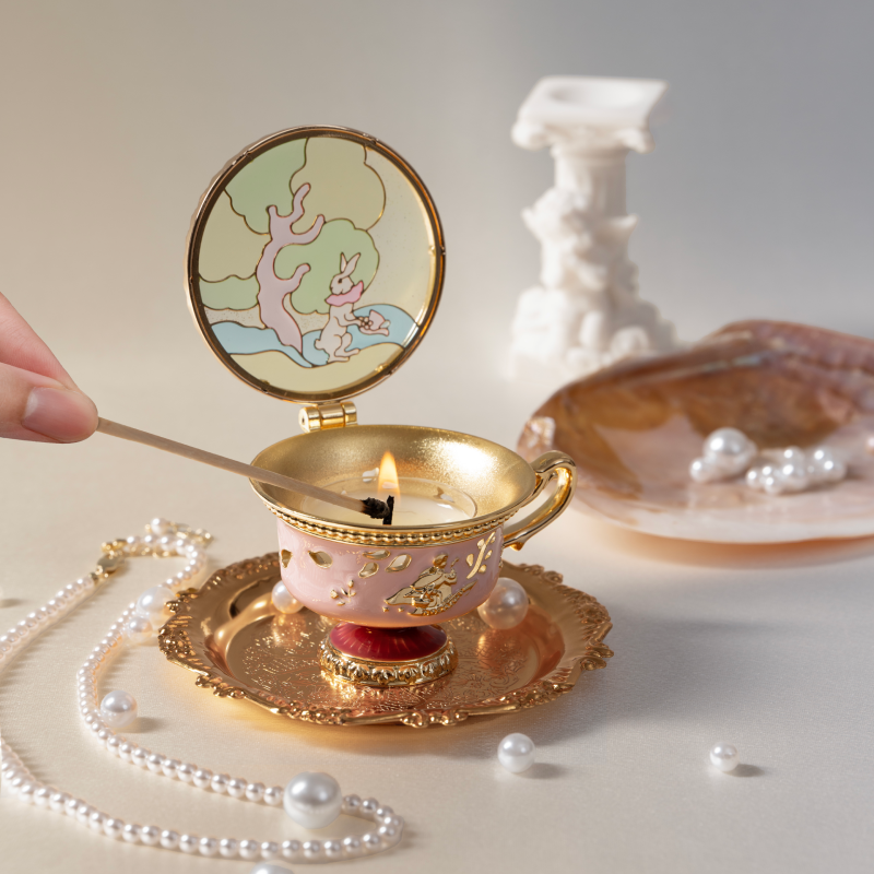 BlanBunny Emerald Forest Scented Candle Gift Set Glow Night Cup with Projection Light Holiday Gift