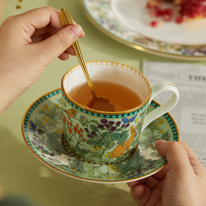 BlanBunny 2025 New Bone China Mugs–Flower Secret Border Elegant Afternoon Tea Pot for Home Brewing