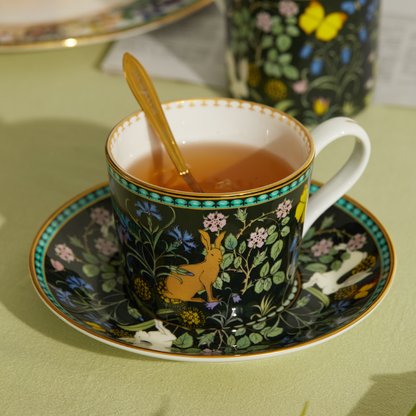 BlanBunny 2025 New Bone China Mugs–Flower Secret Border Elegant Afternoon Tea Pot for Home Brewing