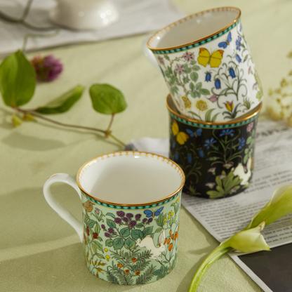 BlanBunny 2025 New Bone China Mugs–Flower Secret Border Elegant Afternoon Tea Pot for Home Brewing