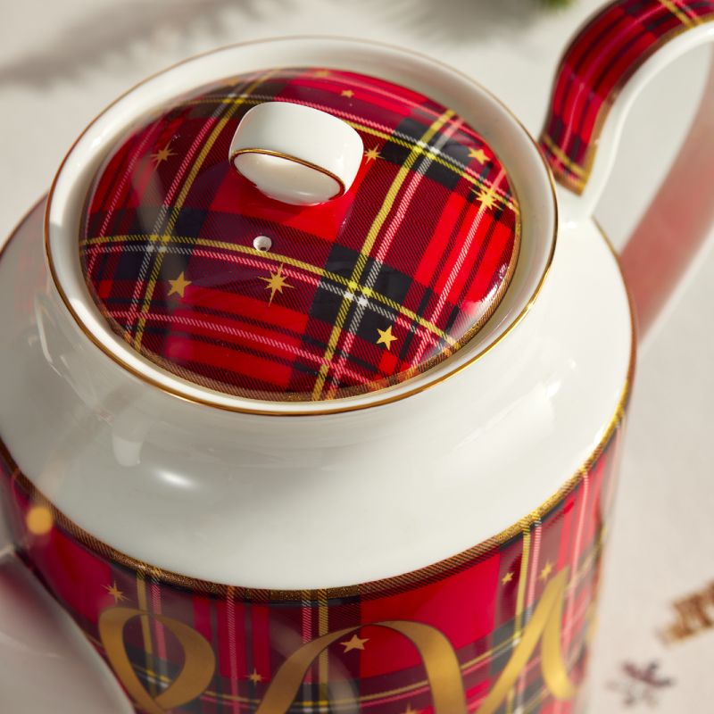 BlanBunny Golden Ribbon Bone China Tea Set Teapot, Cup & Saucer, Mug Christmas & Holiday Gift