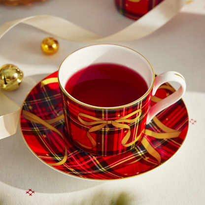 BlanBunny Golden Ribbon Bone China Tea Set Teapot, Cup & Saucer, Mug Christmas & Holiday Gift