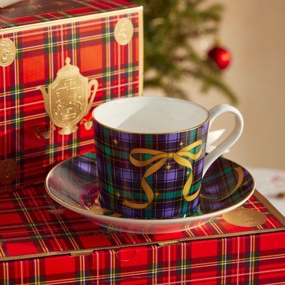 BlanBunny Golden Ribbon Bone China Tea Set Teapot, Cup & Saucer, Mug Christmas & Holiday Gift