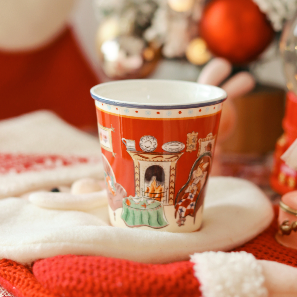 BlanBunny Autumn Winter Bone China Hand-Hold Mug 180ml Coffee & Tea Cup Holiday Gift