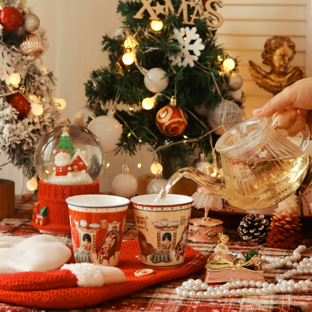 BlanBunny Autumn Winter Bone China Hand-Hold Mug 180ml Coffee & Tea Cup Holiday Gift