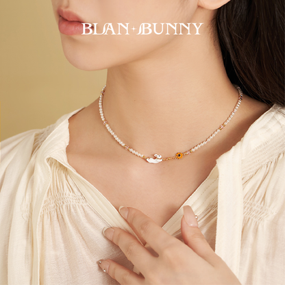 BlanBunny Crystal Glass Pearl Jewelry Set for Women Unique Design Necklace Bracelet Earrings Ring Gift